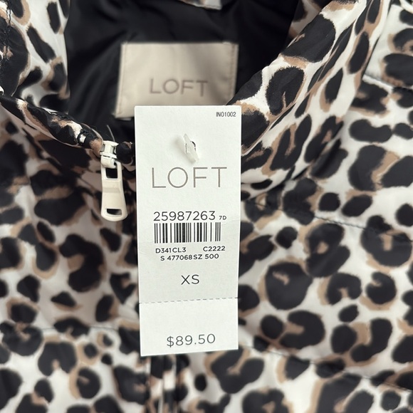 NWT LOFT LEOPARD PRINT PUFFY VEST - Picture 3 of 5